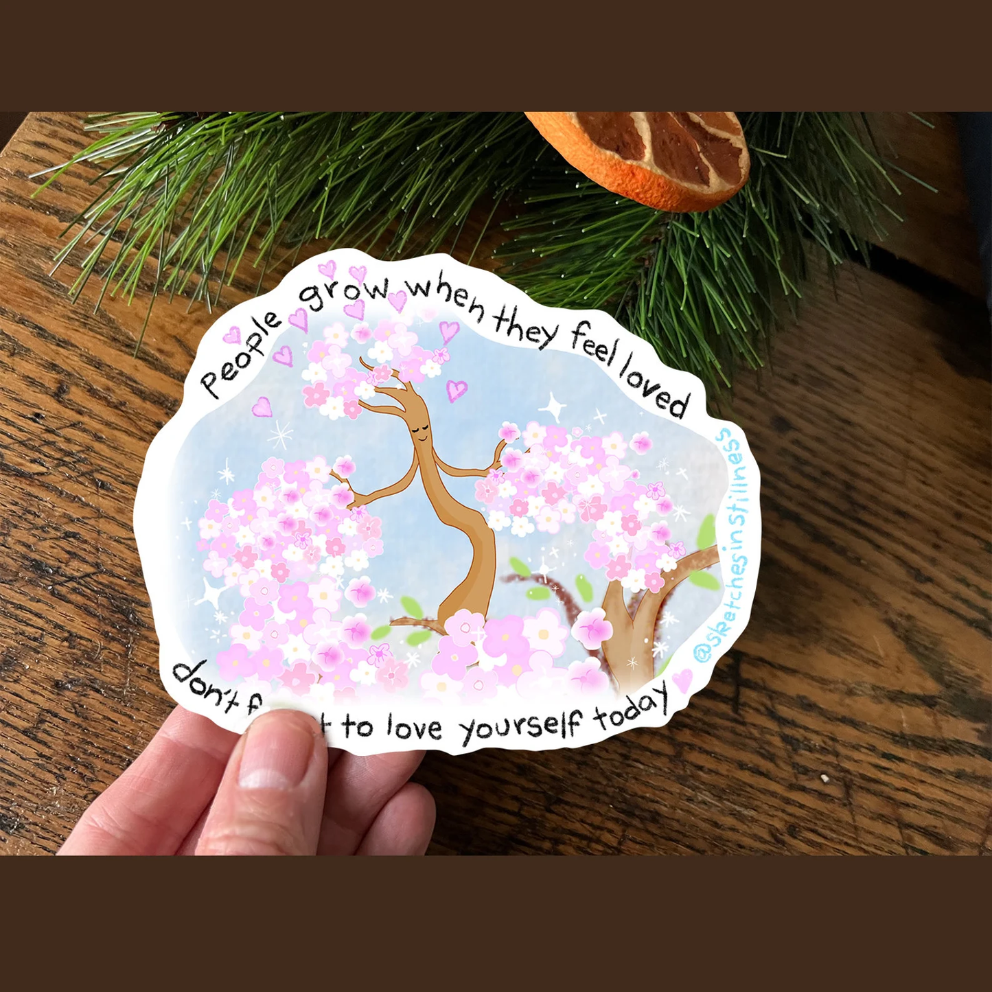 Sticker, flower love self