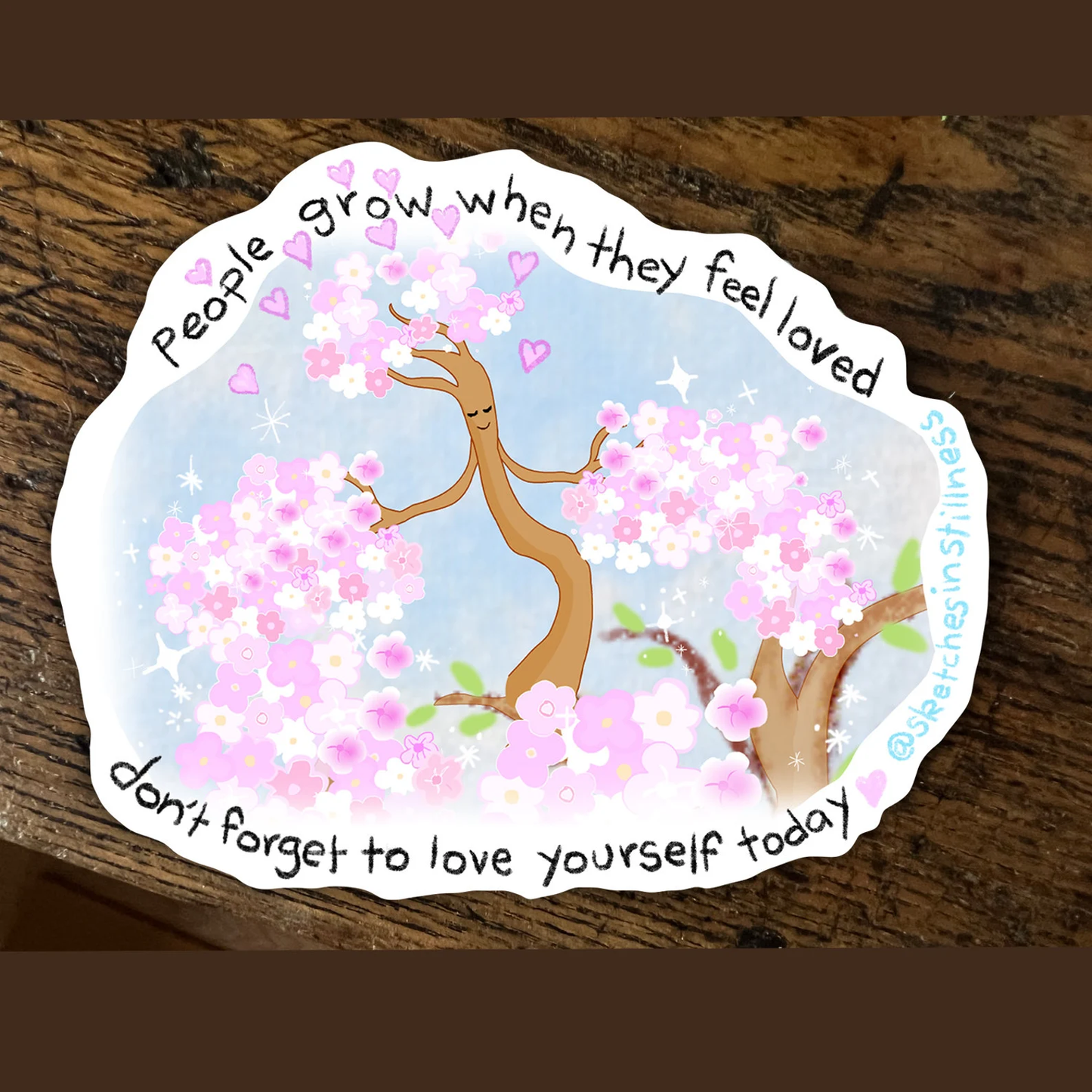 Sticker, flower love self