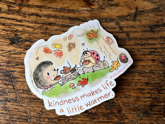 Sticker, "Kindness makes life a little warmer"
