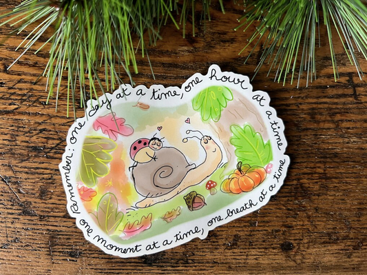 Sticker, One step at a time, One breath at a time,  Ladybug and Snail