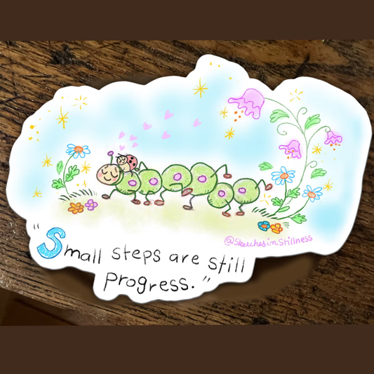 Sticker "Ladybug caterpillar, 'Small steps are still progress "